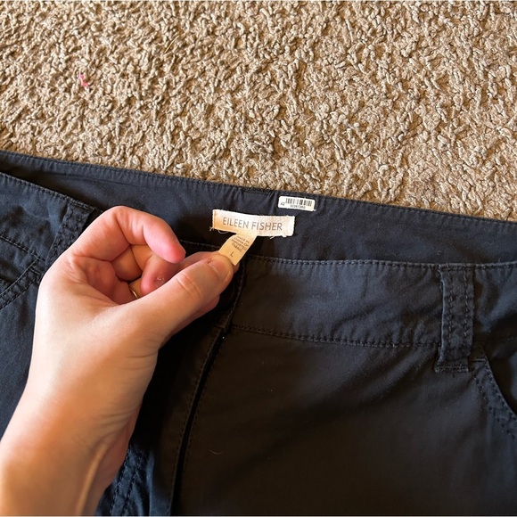 Eileen Fisher Women’s Capri Pants Black Size Large Pockets Business Ankle Zip - Picture 4 of 6